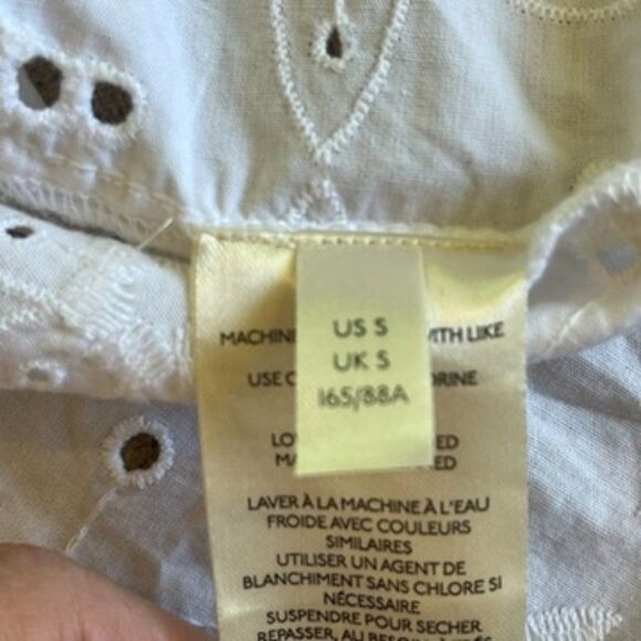 Anthropologie Small Tallulah White Eyelet Dress Button Front Mini Unlined Cotton - Picture 8 of 10